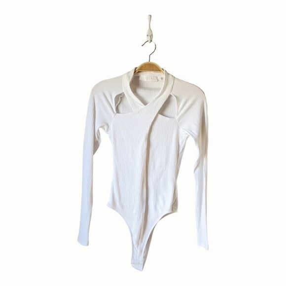 ASTR 90s Ribbed White Cutout Bodysuit Women's Size Small NWOT - Picture 7 of 14